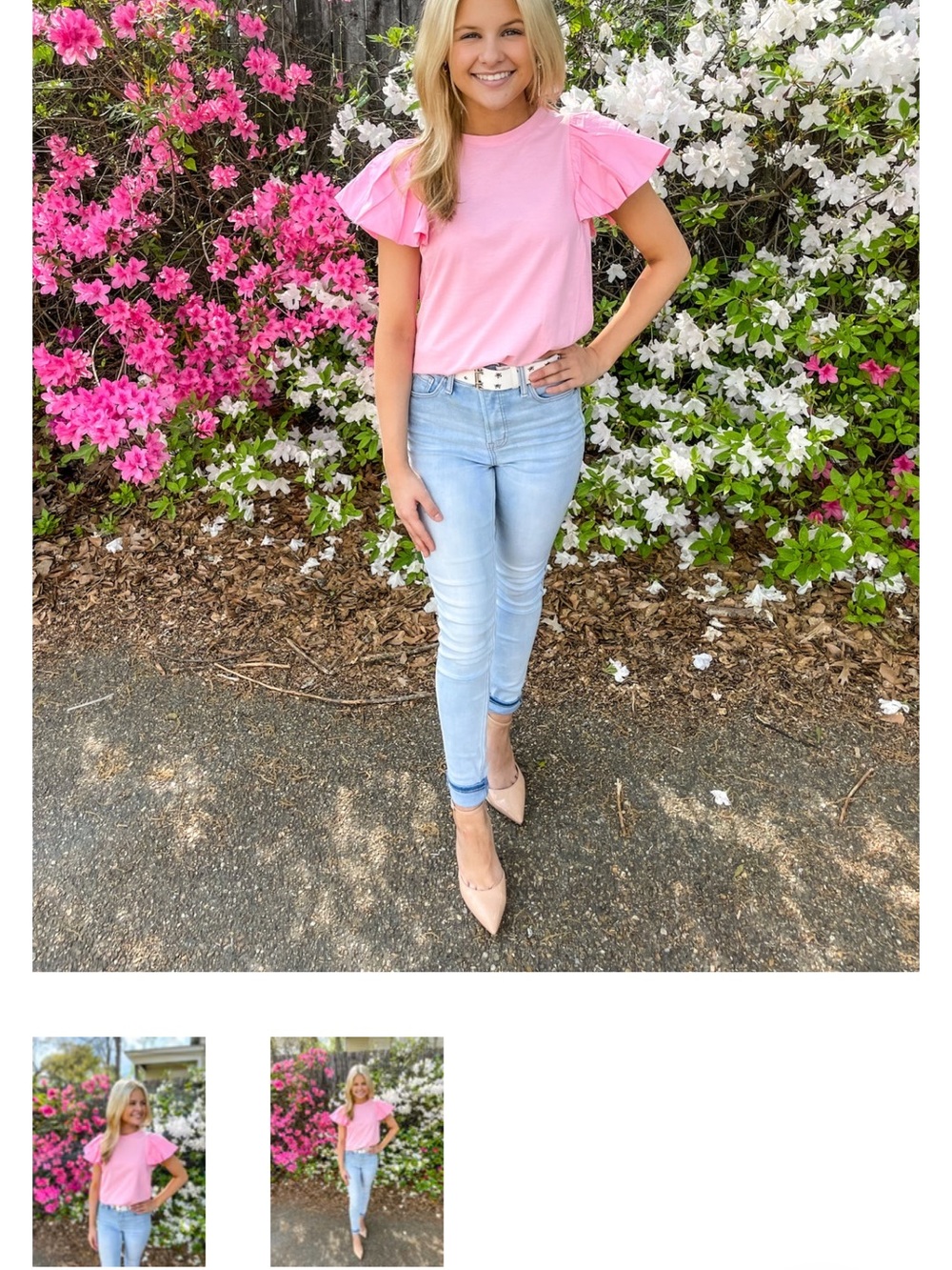 THML Pink Flutter Sleeve Tee - Picture 3 of 5